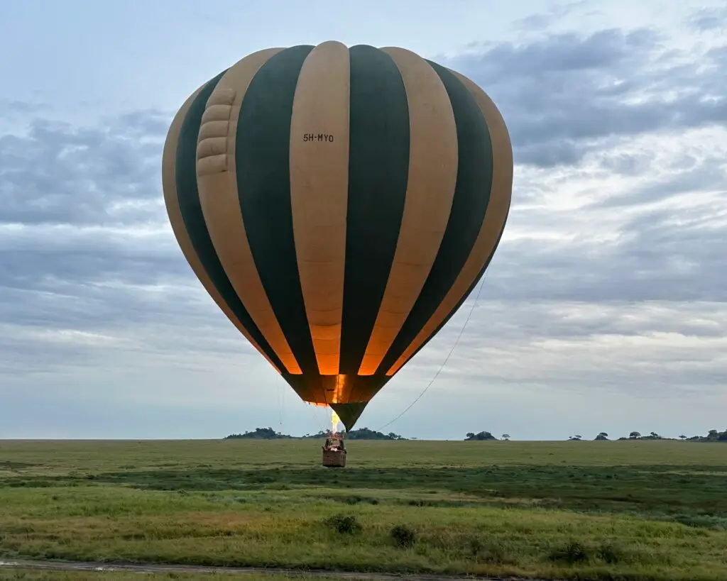 Tanzania Balloon Safari in Africa gliding over the endless plains.