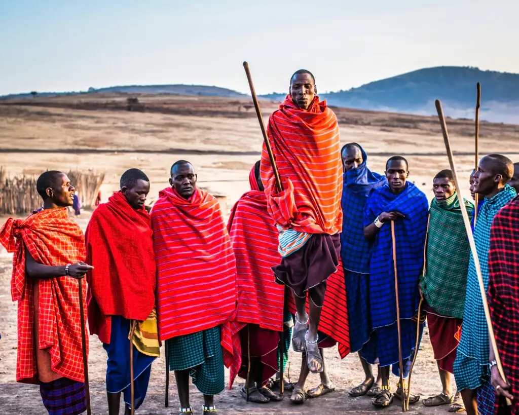 African Maasai Tribe welcome dance